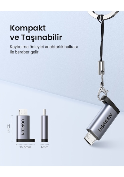 Ugreen Usb-c Female To Micro Usb Male Dönüştürücü Adaptör, 50590