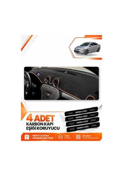 Ford Mondeo Mk4 2008-2014 Uyumlu Ön Torpido Koruma Kılıfı Halısı Örtüsü - Siyah Kahverengi