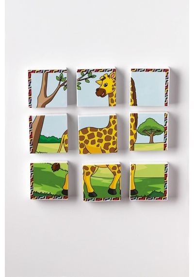 Küpss Manyetik Blok Çift Taraflı 9 Parçalı Mıknatıslı Puzzle 2 Görsel Zürafa-fil Yapboz Diğer