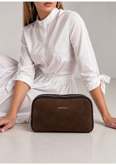 Just Polo Kadın Çok Bölmeli Süet Lüks Tasarımlı Çapraz Askılı Omuz Çantası Shoulder Bag Kahverengi