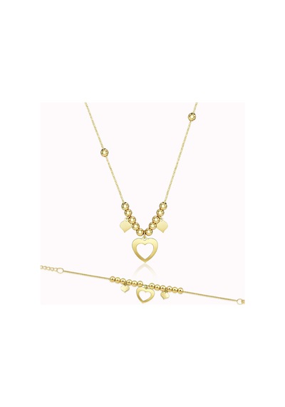 Kalpli Plakalı Kolye Bileklik Set