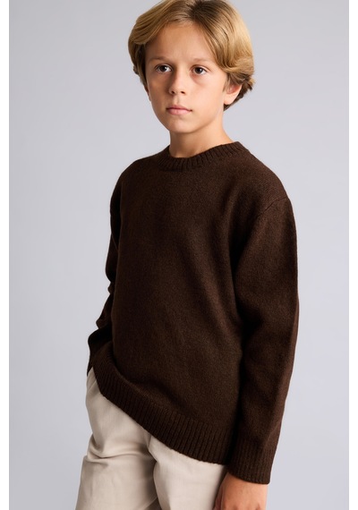 Defacto Oversize Bisiklet Yaka Triko Basic Kazak Erkek Çocuk I3438a826cwbn341 Kahve-bn341