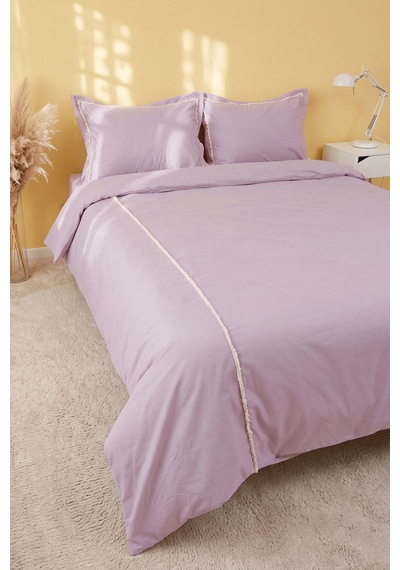Frange Violet %100 Pamuklu Çift Kişilik Nevresim Takımı - 4 Parça Mor