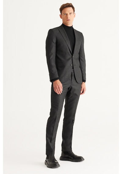 Ac&Co / Altınyıldız Classics Erkek Sıyah Grı Slim Fit Dar Kesim Kırlangıç Yaka Desenli Takım Elbise Ac&Co / Altınyıldız Classics Erkek Sıyah Grı Slim Fit Dar Kesim Kırlangıç Yaka Desenli Takım Elbise