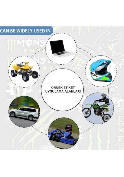 Araba, Motosiklet, Bisiklet, Kask Sponsor Sticker Seti, Çıkartma Etiketi A8032 Model Siyah