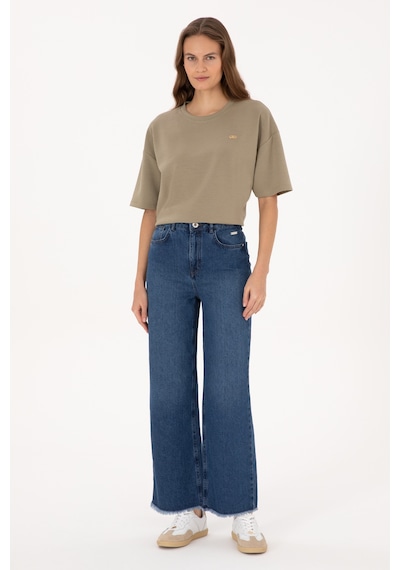 U.S. Polo Assn. Kadın Mavi Loose Cropped Jean Pantolon 50308093-DN0022