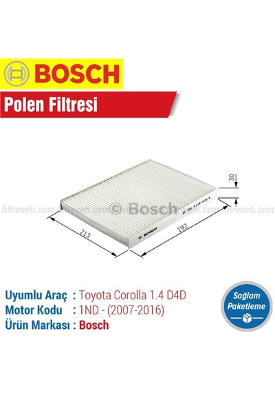 Toyota Corolla 1.4 D4d Bosch  Polen Filtresi (2007-2016)