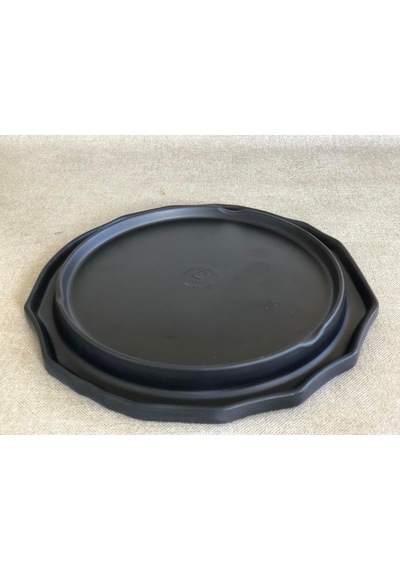 Melamin Çukur Köşeli Servis Tabağı Siyah 25cm - Melamin Sunum Tabağı