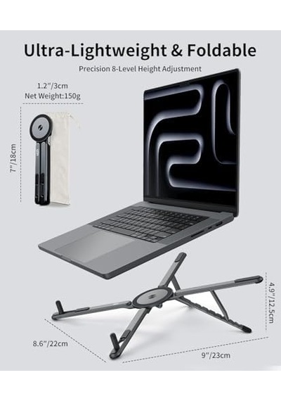 Miley Masa İçin Taşınabilir Katlanabilir Dizüstü Bilgisayar Standı, Katlanabilir Ergonomik, 8 Seviye