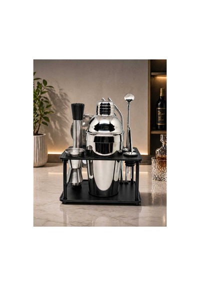 10 Parça Süper Avantajlı Paket Pipetli Kokteyl Seti 750 Ml Shaker Stand Hediyeli