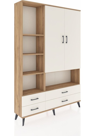 Arges Dolap 8 Raflı 4 Çekmeceli 2 Kapaklı 132x30x195 Çam-ayta... Çam