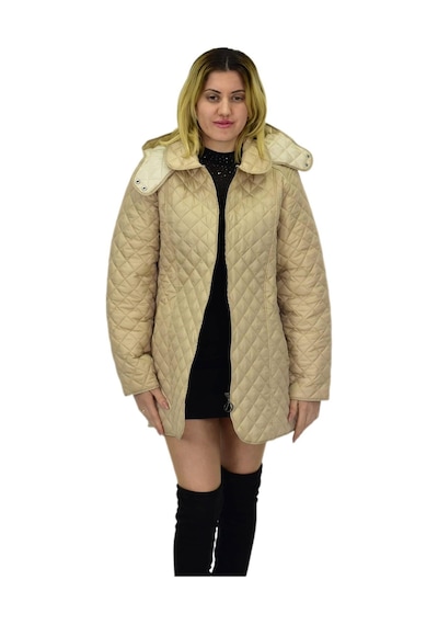 Kadın Kapitone Kapüşonlu Mont Bgl-st04113 Bej
