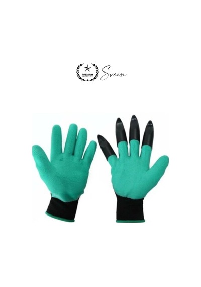 Pençeli Toprak Kazma Bahçe Eldiveni Abs Plastik Tırnaklı Kauçuk Kaplı Polyester Dikim Eşme Kazıma İç Diğer