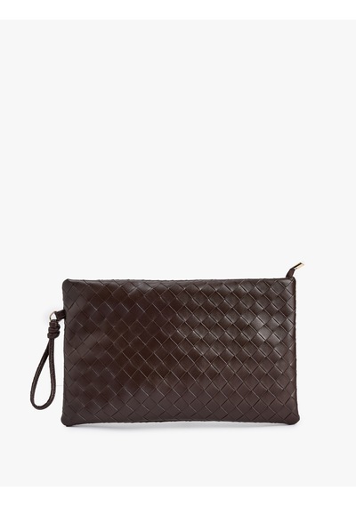 Koton Örgü Desenli Fermuarlı Suni Deri Clutch Çanta Kahverengi 6sak30033aa Kahve