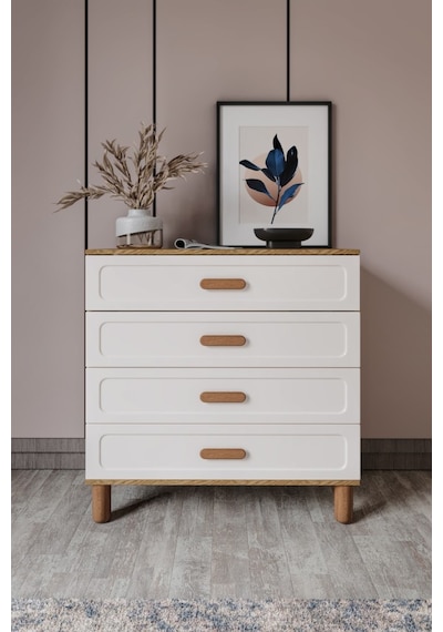 Flora Bohem Serisi 4 Çekmeceli Şifonyer Mdf Mebran Kapaklı Ceviz Aytaşı 90x90 Cm Ceviz - Ekru Flora Bohem Serisi 4 Çekmeceli Şifonyer Mdf Mebran Kapaklı Ceviz Aytaşı 90x90 Cm Ceviz - Ekru