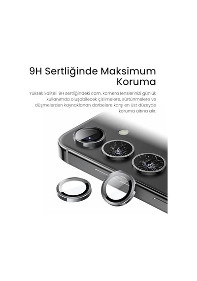 Aksesuar Samsung Uyumlu Galaxy Serisi Kamera Lens Koruyucu - 9h Sertlik Otomatik Hizalama Aparatlı Alüminyum Çerçeveli Çizilmeye V