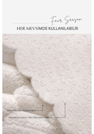 Soft Kürklü Koltuk Örtüsü 170x215 Cm Yumuşak Peluş Kaymaz Taban Kanepe Örtüsü Krem Kırık Beyaz