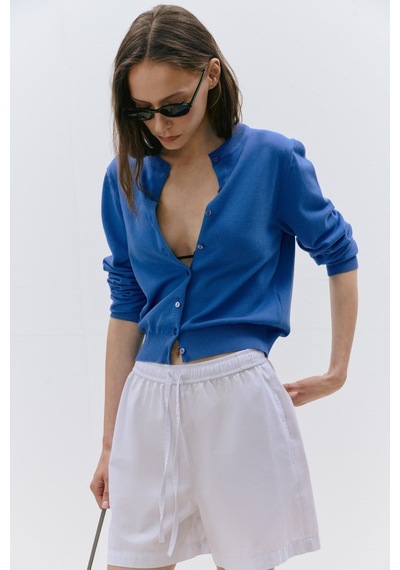 Suud Collection Beyaz Klara Yıkamalı Poplin Şort