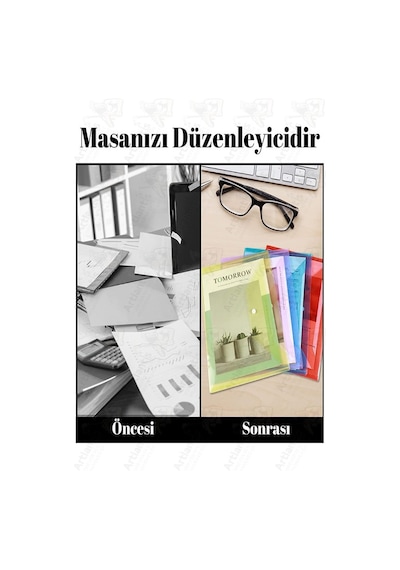 Mavi A4 Çıtçıtlı Dosya Şeffaf Renkli Zarf Dosya 5 Adet Çıt Çıtlı Dosya Su Geçirmez 100 Yaprak Kapasite Diğer