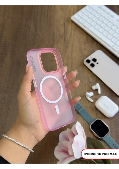 Apple iPhone 16 Pro Max Magsafe Uyumlu Mat Sert Klein Kılıf Pembe