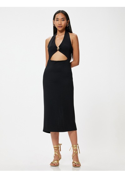 Koton Midi Halter Yaka Elbise Pencere Detaylı Deniz Kabuğu Detaylı Yırtmaçlı Siyah 4sak80037pk Koton Midi Halter Yaka Elbise Pencere Detaylı Deniz Kabuğu Detaylı Yırtmaçlı Siyah 4sak80037pk