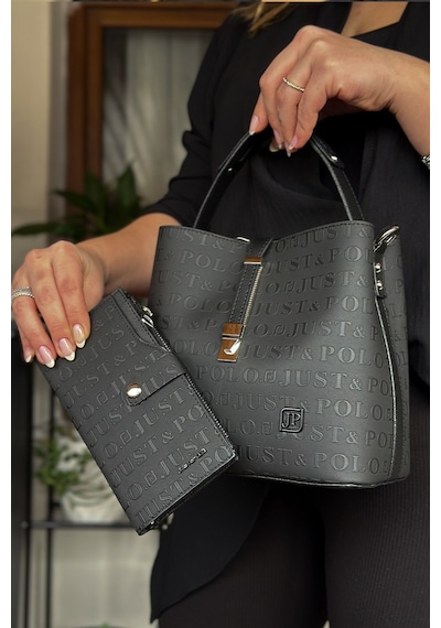 Jps- Pamuk Dokuma Uzun Askılı 4 Bölmeli Kadın Çapraz Omuz Ve El Çantası 22cm-20cm-9cm Lb-4002 - Siyah Kombin Siyah