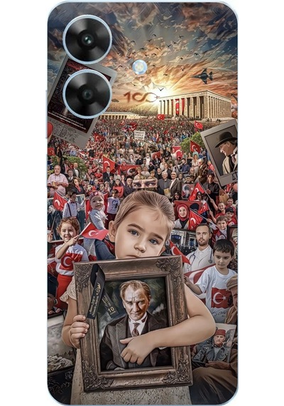 Realme Note 60 Uyumlu Anıtkabir Atatürk Portre Baskılı Silikon Kılıf Renkli