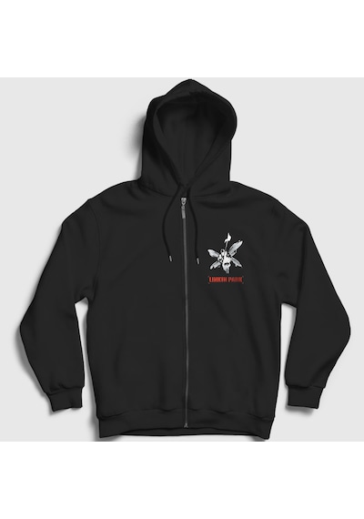 Presmono Unisex Hybrid Theory Linkin Park Fermuarlı Kapüşonlu Sweatshirt Siyah