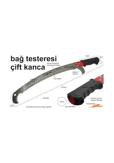 Bağ Testeresi Çift Kancalı Yüksek Dal Kesme Ağaç Budama Testeresi Bağ Testeresi Çift Kancalı Yüksek Dal Kesme Ağaç Budama Testeresi
