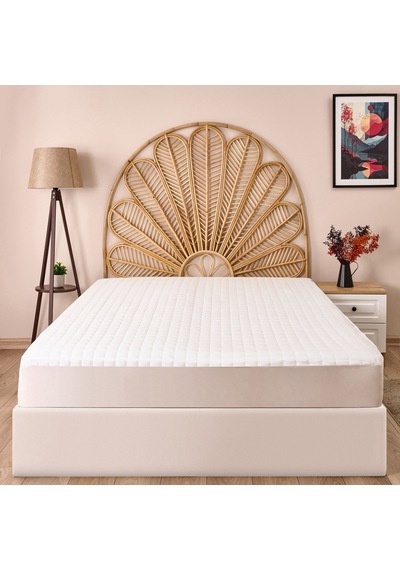 Soft Kapitoneli Sıvı Geçirmez Fitted Çift Kişilik Alez - Beyaz - 180x200 Cm Renkli