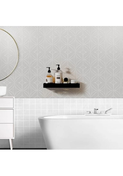 Dekoratif Siyah Metal Banyo Rafı Şampuanlık Duş Rafı Banyo Düzenleyici Siyah