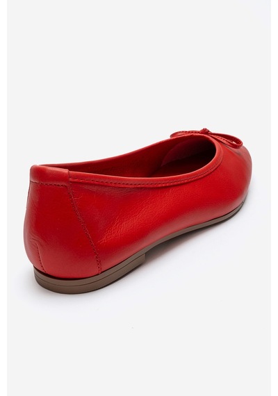 Luvishoes Umıel Kırmızı Cilt Hakiki Deri Fiyonklu Kadın Babet Ayakkabı