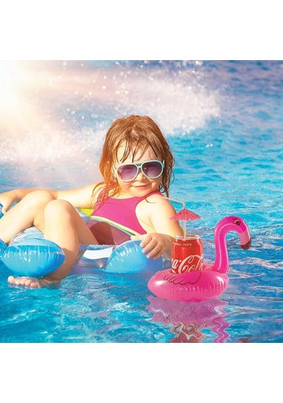 Pembe Flamingo Şişme Bardak Simidi İçecek Tutacağı