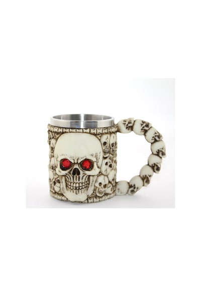 5 Adet Paslanmaz Çelik Kurukafa Kupa Bardak Metal Tasarım, 11x16 Cm Ölçü, Skull Mug, Stainless Steel Cup
