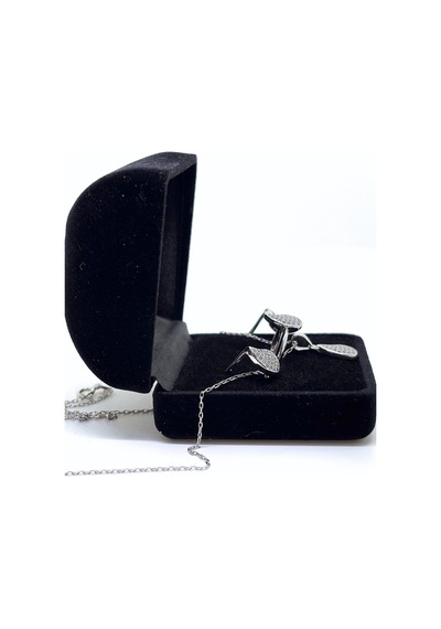 Oya Silver Beyaz Işıltılı Damla Gümüş Set&takım