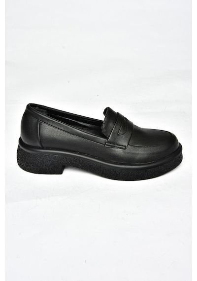 Fox Shoes S996310009 Siyah Kalın Tabanlı Günlük Kadın Ayakkabı Siyah