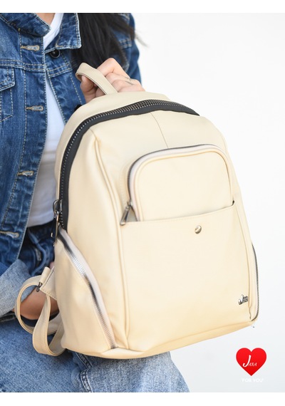 Jara Bag Freya Kadın Sırt Çantası Şık, Yumuşak Dokulu Ve 5 Bölmeli Vizon