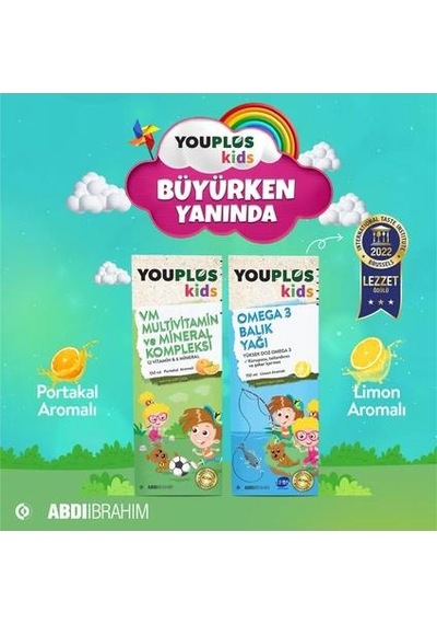 Youplus Kids Vm Multivitamin Ve Mineral Kompleksi 150 Ml 3 Adet
