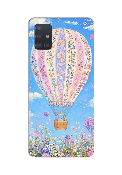 Samsung Galaxy A51 Uyumlu Çiçek Desenli Uçan Balon Baskılı Silikon Kılıf