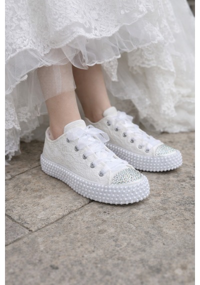 Scarpe Magiche İnci Tabanlı Gelin Sneaker Beyaz Scarpe Magiche İnci Tabanlı Gelin Sneaker Beyaz