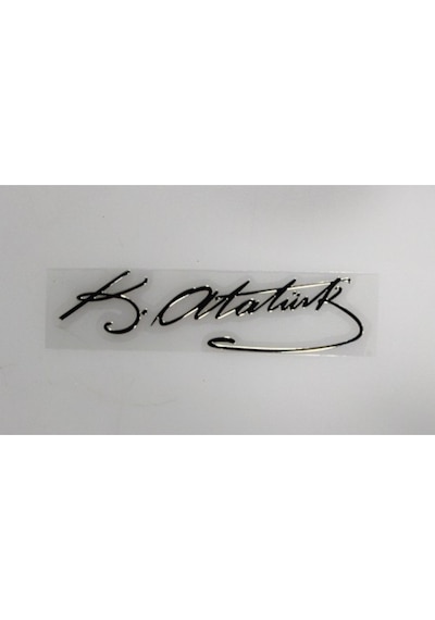 Krc Atatürk Imza Metalize Sticker Yapıştırma ( Krom Görünüm )