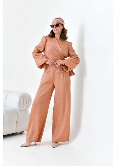 Ftz Women Kadın Pantolonlu Simli Takım Taba 30863-taba Taba
