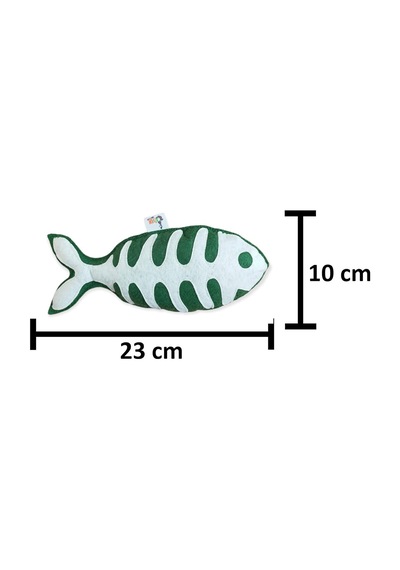 Yeşil Balık - Kedi Naneli Catnipli & Kedi Zilli Kedi Oyuncağı Kedi Yastığı - Dino Pet Oyuncak