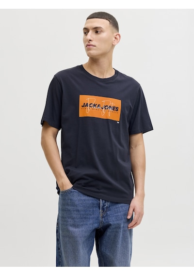 Jack & Jones Erkek Gögüs Logo Baskili Tisört - Cole - 12288492 Lacivert