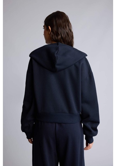 Defacto Regular Fıt Kapüşonlu Kalın Fermuarlı Lacivert Basic Sweatshirt I2412ax26aunv248 Lacivert-nv248