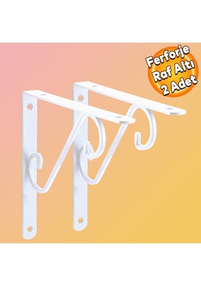 Raf Altı Raf Tutucu Ayak Ferforje Beyaz 195 X 145 Mm 2 Adet Belirtilmemiş