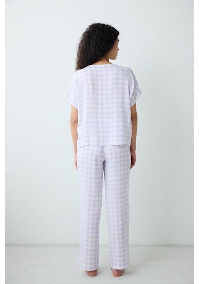 Penti Purple Gingham Pantolon Pijama Takımı LILA