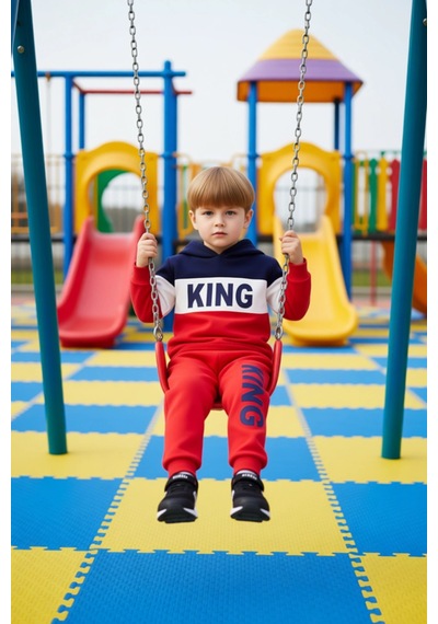 Frm Erkek Çocuk Kapüşonlu Sweatshirt Ve Eşofman Altı Aktif Çocuklar İ Kırmızı