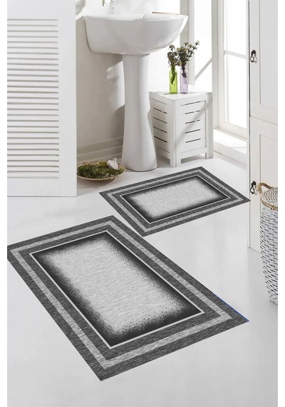 Eliana Home Dijital Baskı 2'li Banyo Paspas Takımı Lna5-fnl477 100x60 Ve 60x50 Cm Siyah
