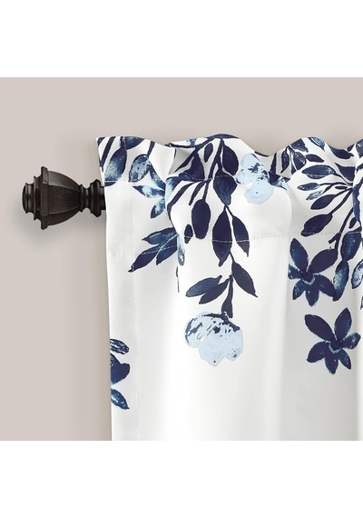 Lexroo Tanisha Oda Karartma Pencere Perdesi Saçağı, 45,72 Cm U X 132,08 Cm G, Lacivert Ve Beyaz